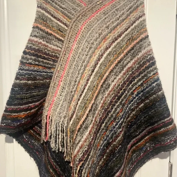 Cozy Multicolor Boho Poncho - Picture 2 of 5